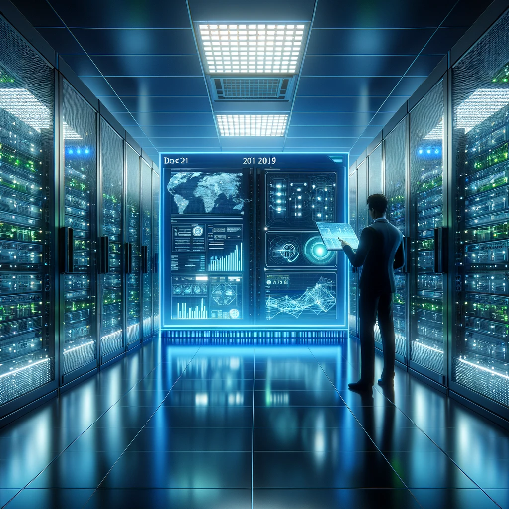 image of a man managing servers