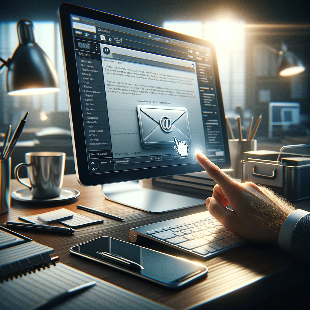 image of an email being sent on a touchscreen
