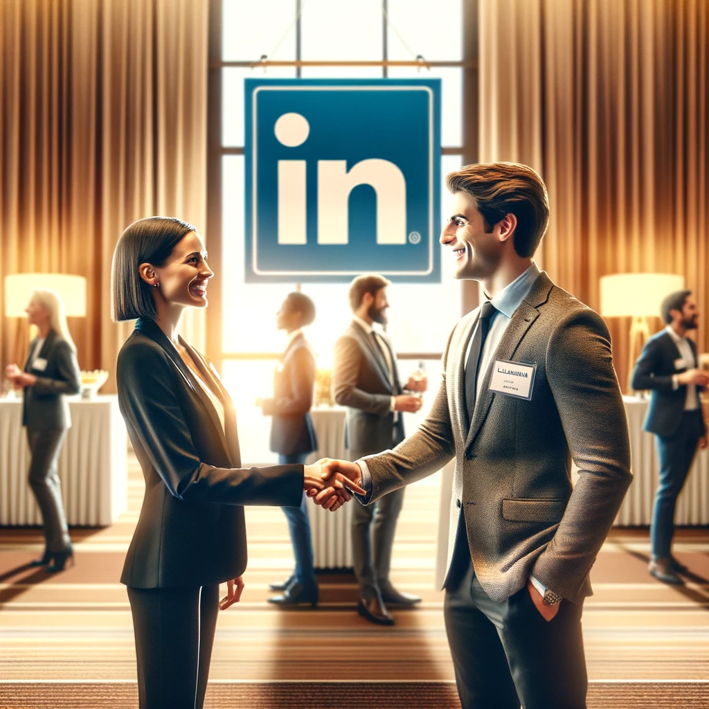 image of two people shaking hands at a LinkedIn meetup